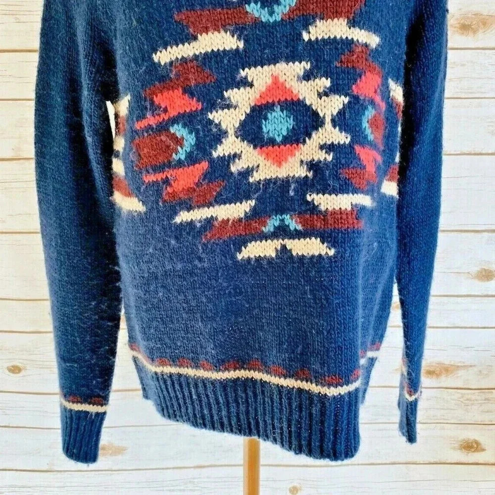 HOLLISTER Women Long Sleeve Pullover Crew Neck Blue Knit Sweater Size Medium - Picture 3 of 12